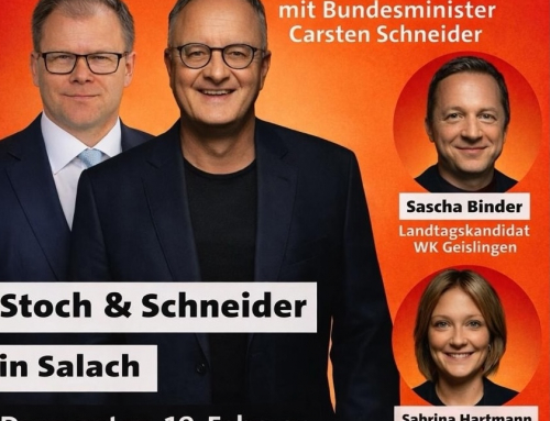 Spitzenkandidat Andreas Stoch und Bundesminister Carsten Schneider kommen am 19. Februar nach Salach